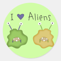 I Love Aliens Stickers