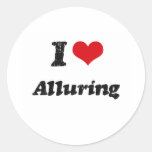 I Love Alluring Round Stickers