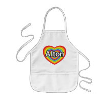 I love Alton, rainbow heart Apron
