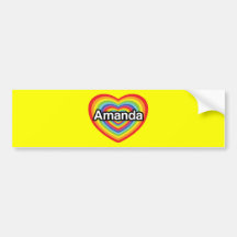 I love Amanda, rainbow heart Bumper Stickers