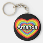 I love Amanda, rainbow heart Key Chains