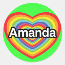 I love Amanda, rainbow heart Sticker