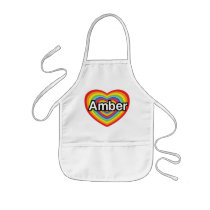 I love Amber, rainbow heart Aprons