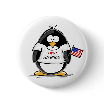 I Love America Penguin Buttons