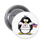 I Love America Penguin Buttons