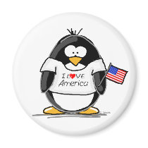 I Love America Penguin Magnets
