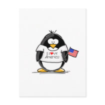 I Love America Penguin Post Cards