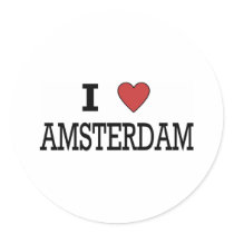 I Love Amsterdam Round Stickers