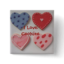 I Love and Heart Cookies Buttons