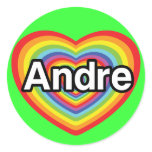 I love Andre, rainbow heart stickers