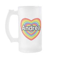 I love Andrea, rainbow heart Mugs