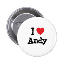 I love Andy heart custom personalised Pinback Buttons