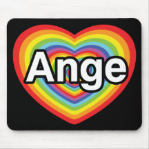 I love Ange, rainbow heart Mousemat