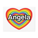 I love Angela, rainbow heart postcards
