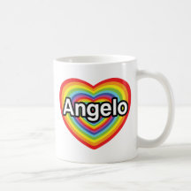 I love Angelo, rainbow heart Coffee Mug