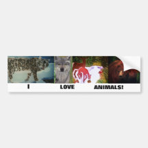 "I LOVE ANIMALS" bumper sticker