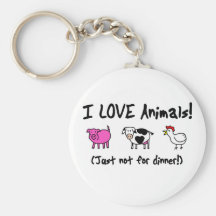 I Love Animals Vegetarian Keychains