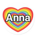 I love Anna, rainbow heart stickers