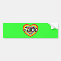 I love Annie, rainbow heart Bumper Stickers