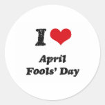 I Love April Fools' Day Round Sticker
