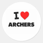 I Love Archers Round Sticker