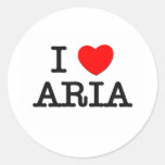 I Love Aria Round Sticker