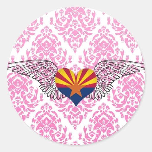 I Love Arizona -wings Round Sticker