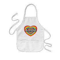 I love Arnold, rainbow heart Aprons