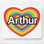 I love Arthur, rainbow heart mousepads