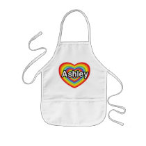 I love Ashley, rainbow heart Aprons