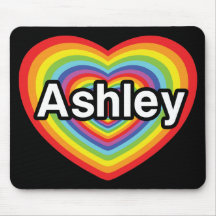 I love Ashley, rainbow heart Mousemats