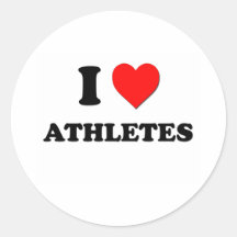 I Love Athletes Round Sticker