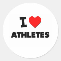 I Love Athletes Round Sticker