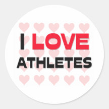 I LOVE ATHLETES ROUND STICKERS