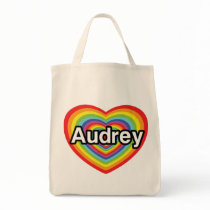 I love Audrey, rainbow heart Canvas Bag