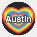 I love Austin. I love you Austin. Heart Round Stickers