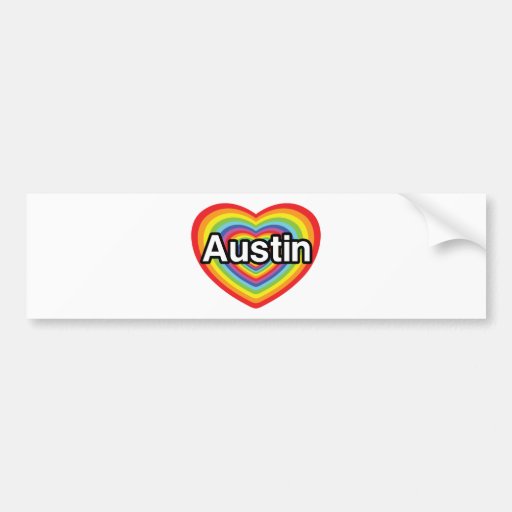 I love Austin, rainbow heart Bumper Sticker