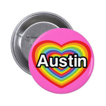 I love Austin, rainbow heart Pins