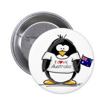 I Love Australia Penguin Pinback Button