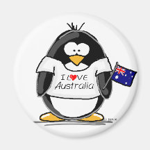 I Love Australia Penguin Refrigerator Magnets