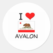 I Love AVALON California Round Stickers