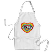 I love Avery, rainbow heart Apron