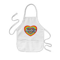 I love Avery, rainbow heart Apron