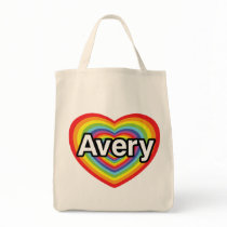 I love Avery, rainbow heart Bags