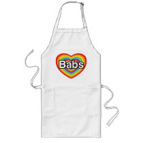 I love Babs, rainbow heart Apron
