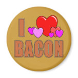 I Love Bacon I Heart Bacon Fun Bacon Design Magnets