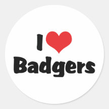 I Love Badgers Round Sticker