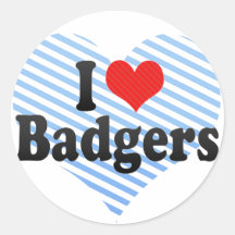 I Love Badgers Round Stickers