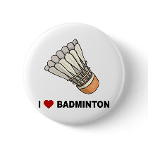 I Love Badminton Button
