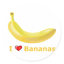 I Love Bananas Round Stickers